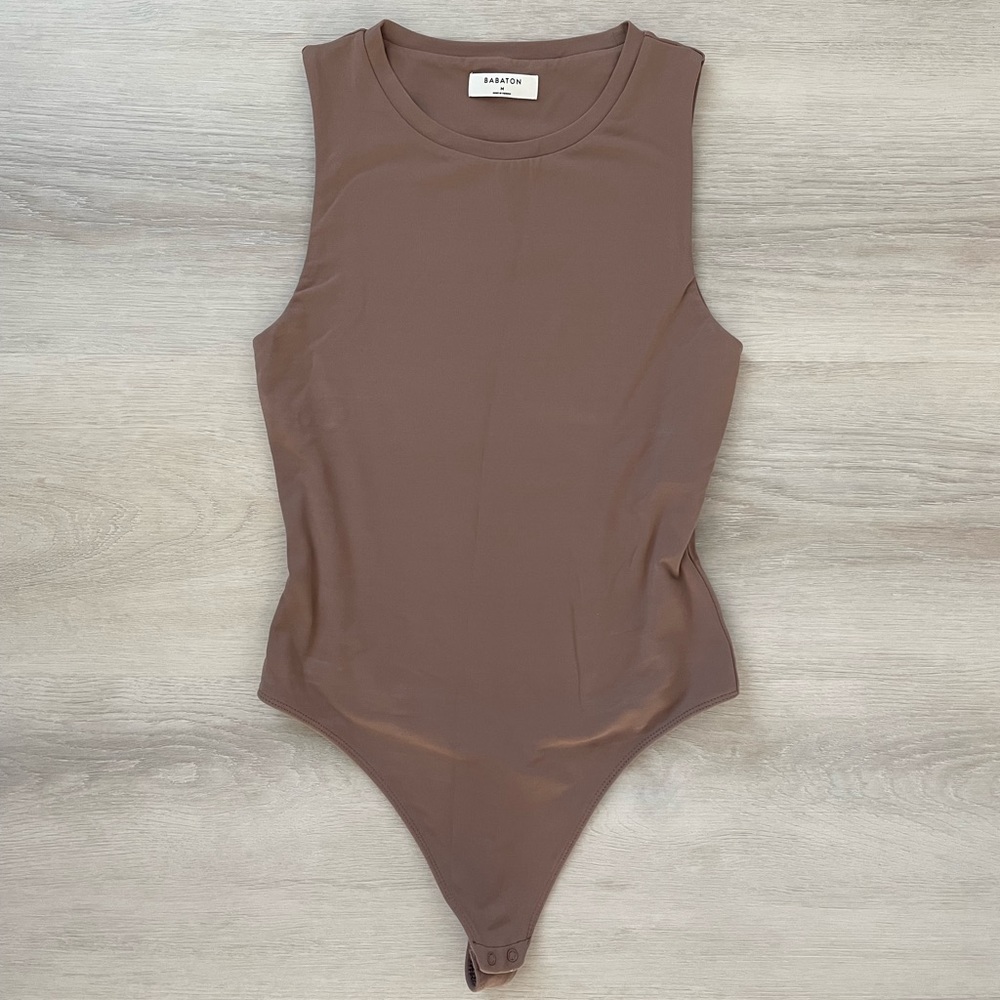 Aritzia Babaton Contour Muscle Bodysuit in Deep Taupe